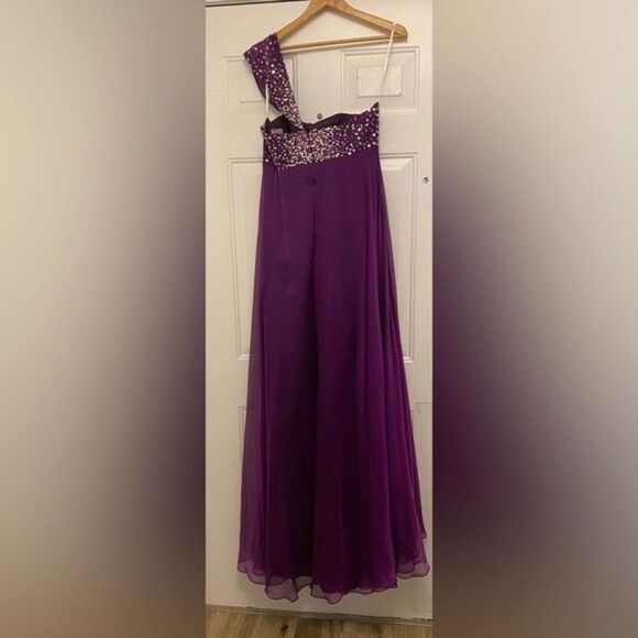 NW - One Shoulder Plum Formal Gown  / Wedding / Prom Dress - Clarisse Size 14 - Picture 13 of 16